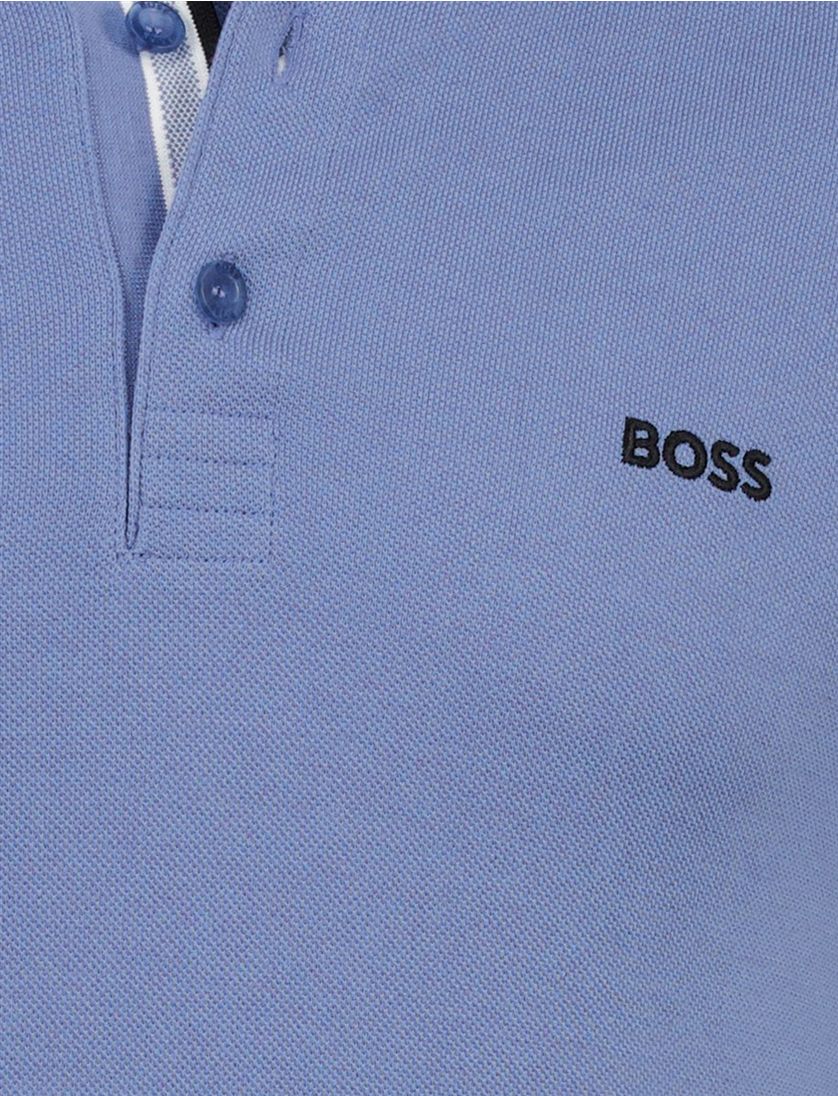 Lange mouw Plisy polo BOSS Green blauw 3-knoops