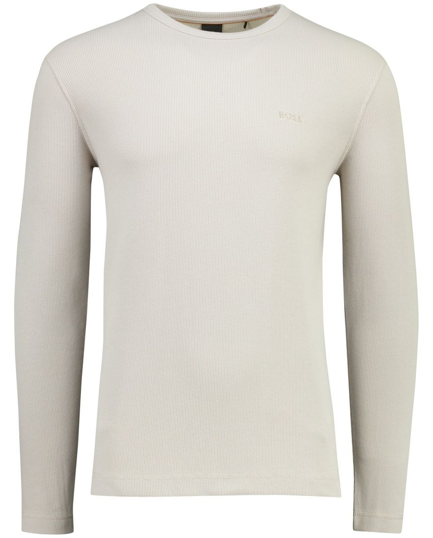 trui ronde hals BOSS Orange Tempesto beige structuur