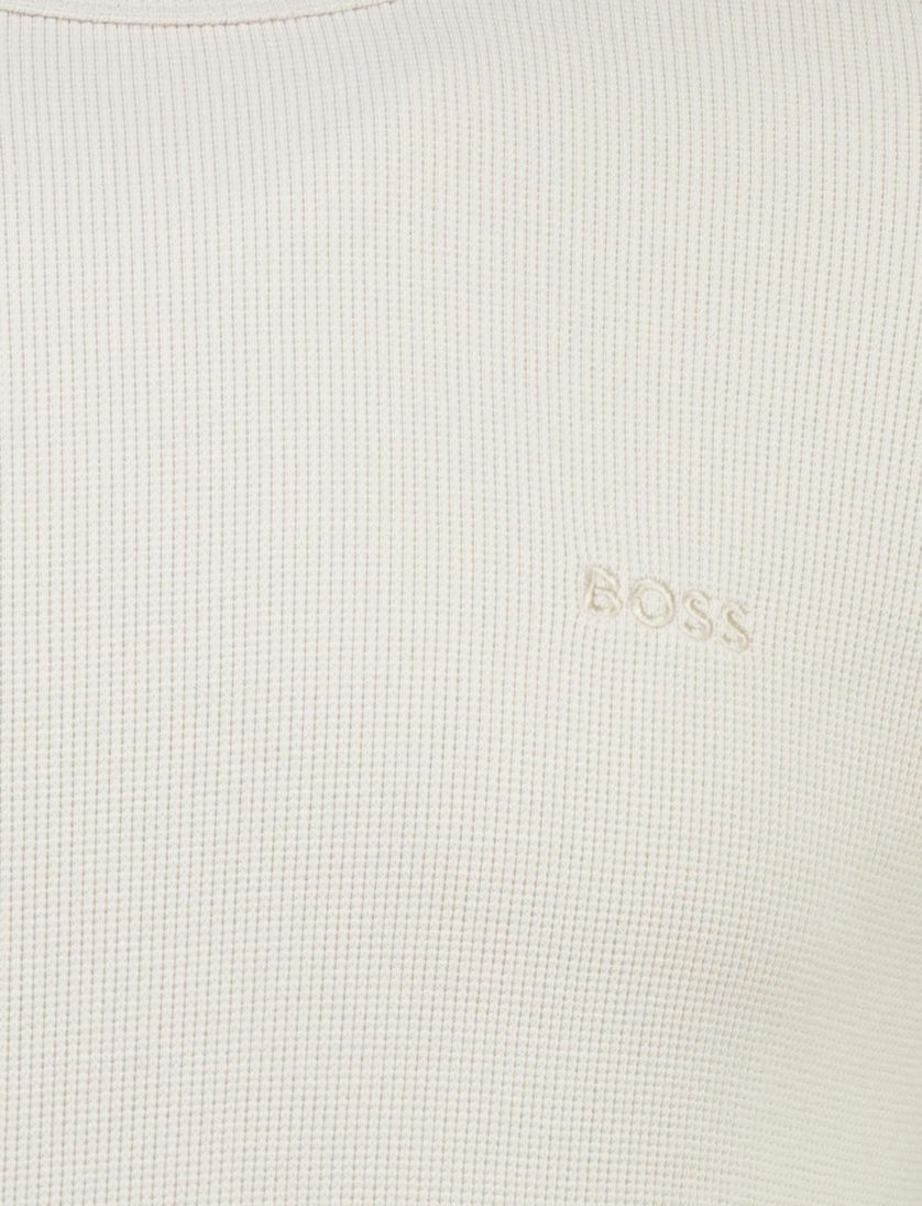 beige structuur trui BOSS Orange Tempesto ronde hals effen