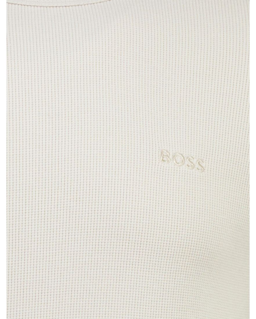 trui ronde hals BOSS Orange Tempesto beige structuur