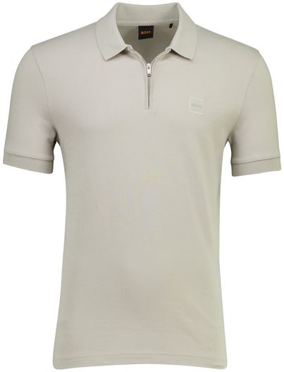 Hugo Boss BOSS Orange grijze polo rits normale fit korte mouw