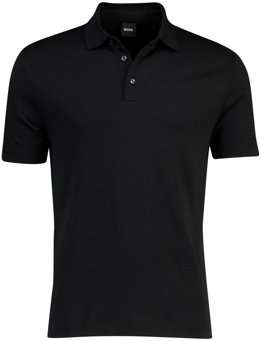 Zwart poloshirt Boss Black H-pack korte mouw pique 3-knoops