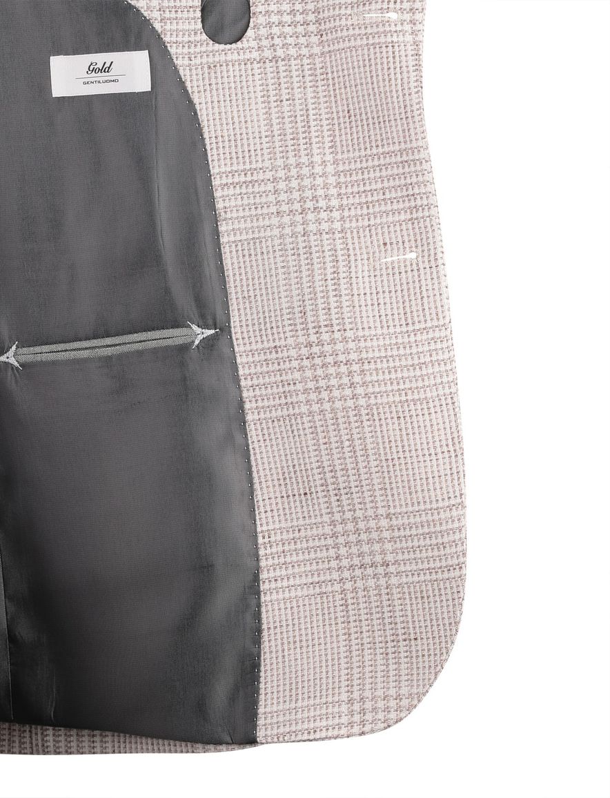 Gentiluomo colbert beige geruit normale fit