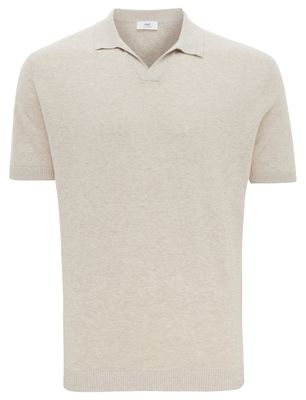 Gentiluomo Beige poloshirt Gentiluomo v hals gemeleerd