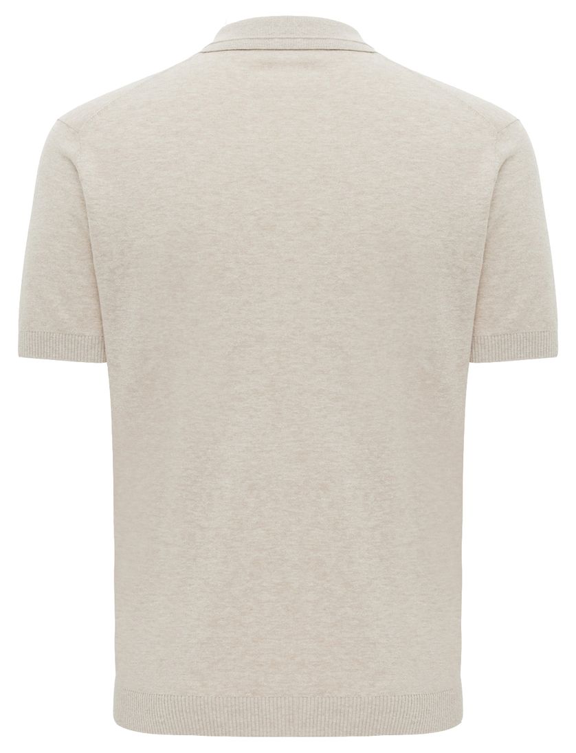 Beige poloshirt Gentiluomo v hals gemeleerd