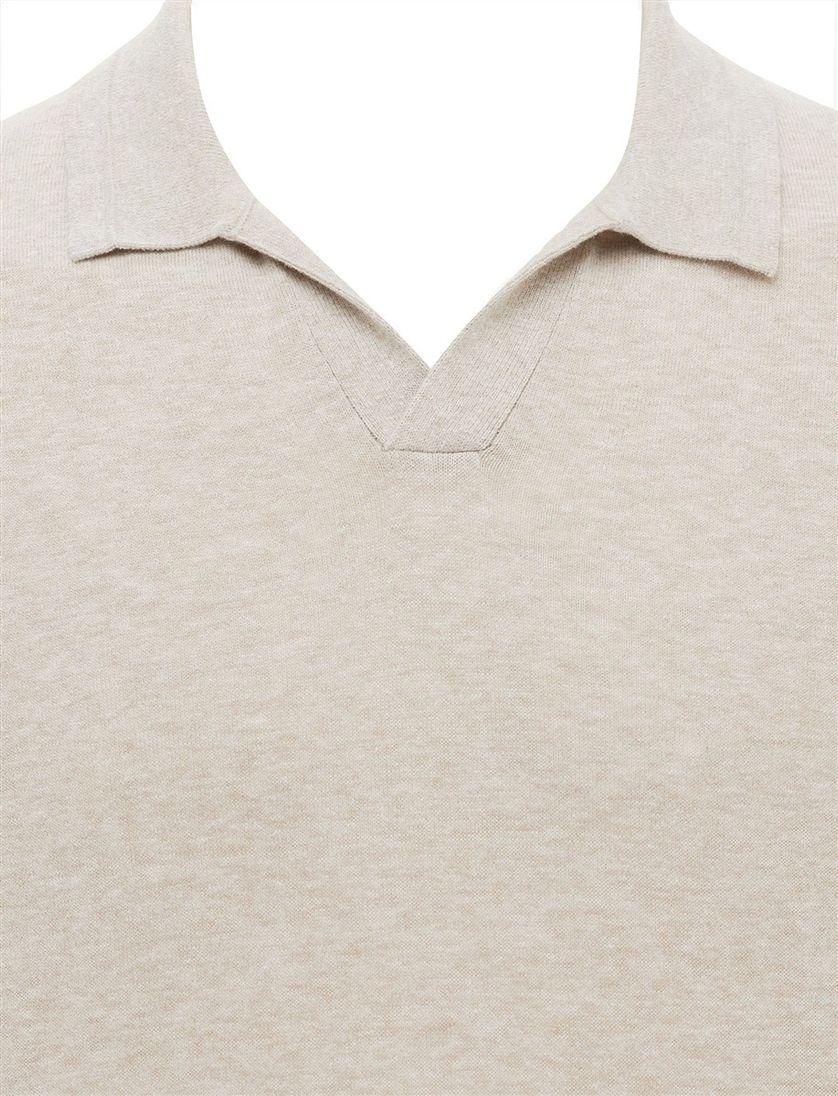 Beige poloshirt Gentiluomo v hals gemeleerd