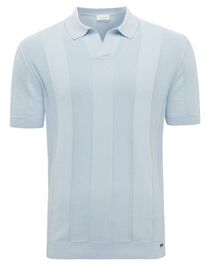 Gentiluomo Gentiluomo v hals poloshirt lichtblauw strepen
