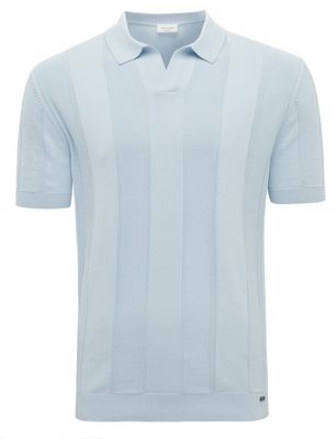 Gentiluomo V hals poloshirt Gentiluomo lichtblauw gestreept