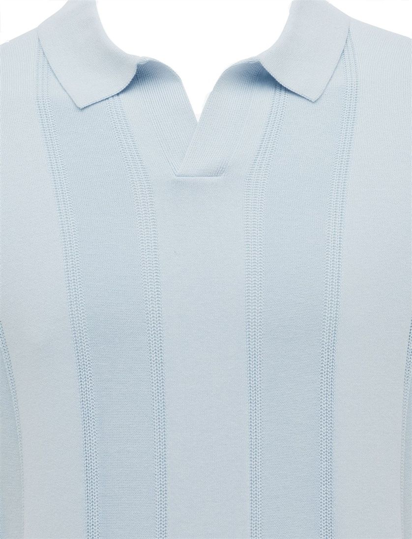 V hals poloshirt Gentiluomo lichtblauw gestreept