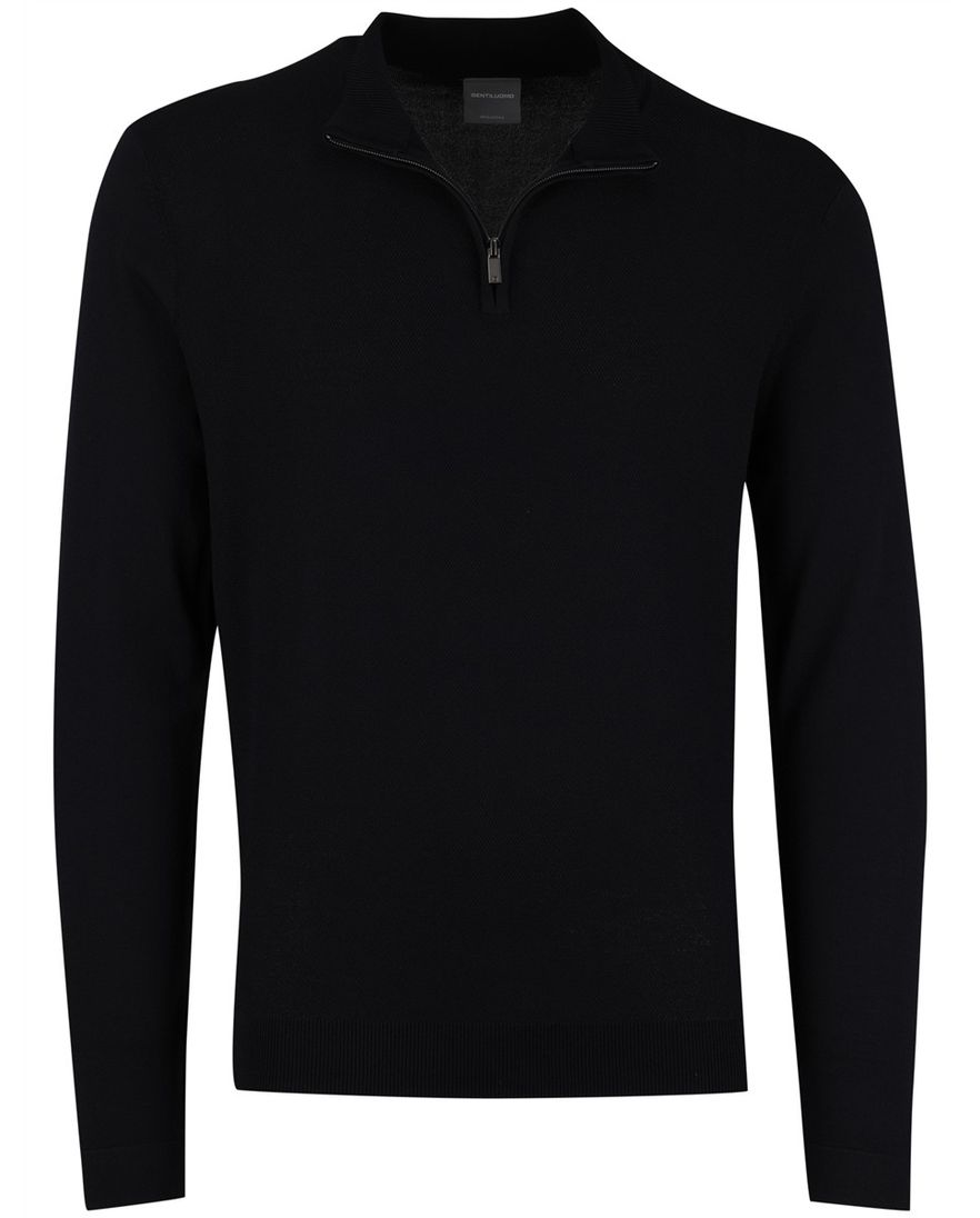 Zwarte half zip trui Gentiluomo structuur
