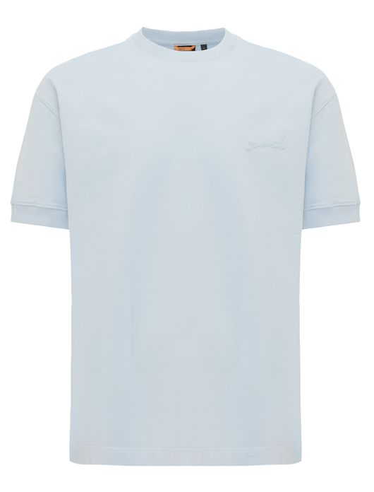 Genti t-shirt lichtblauw ronde hals effen