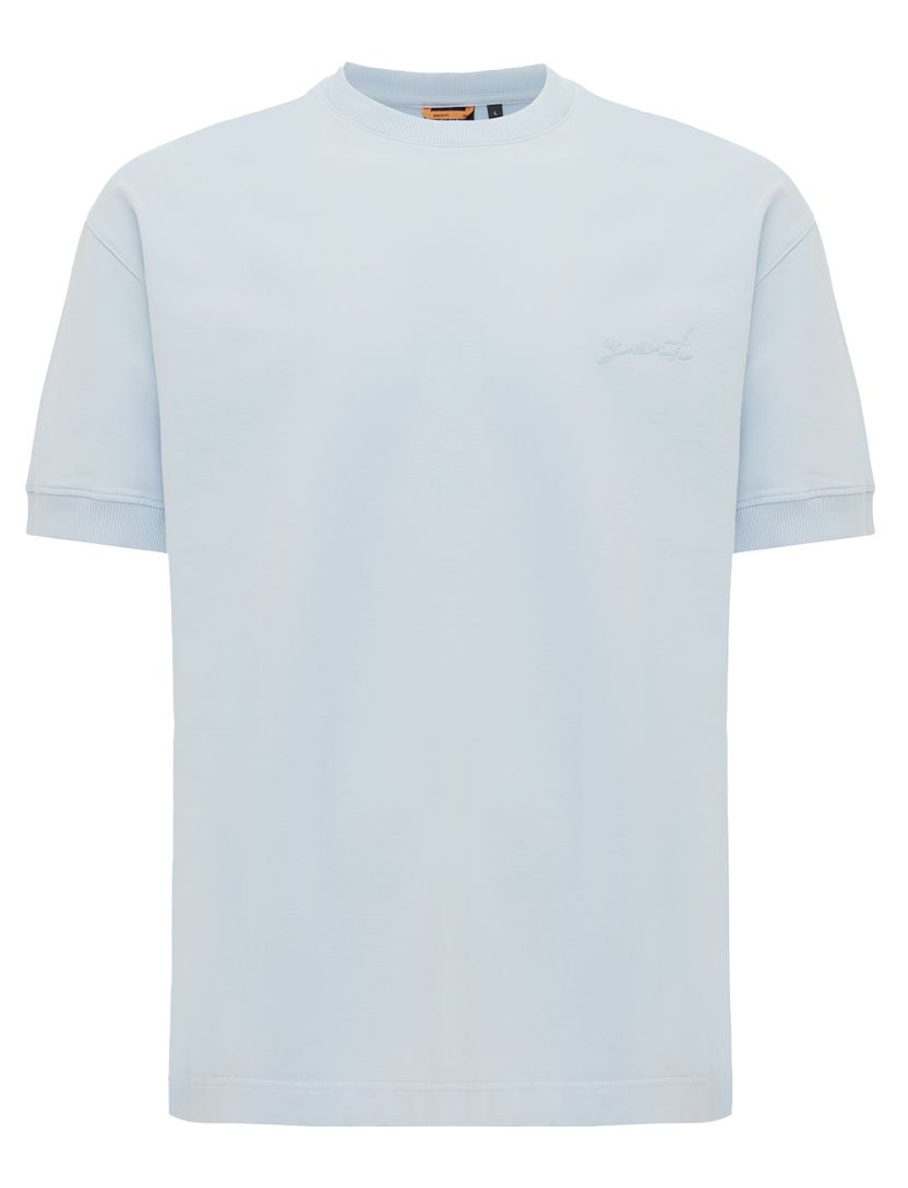 T-shirt Genti effen lichtblauw ronde hals