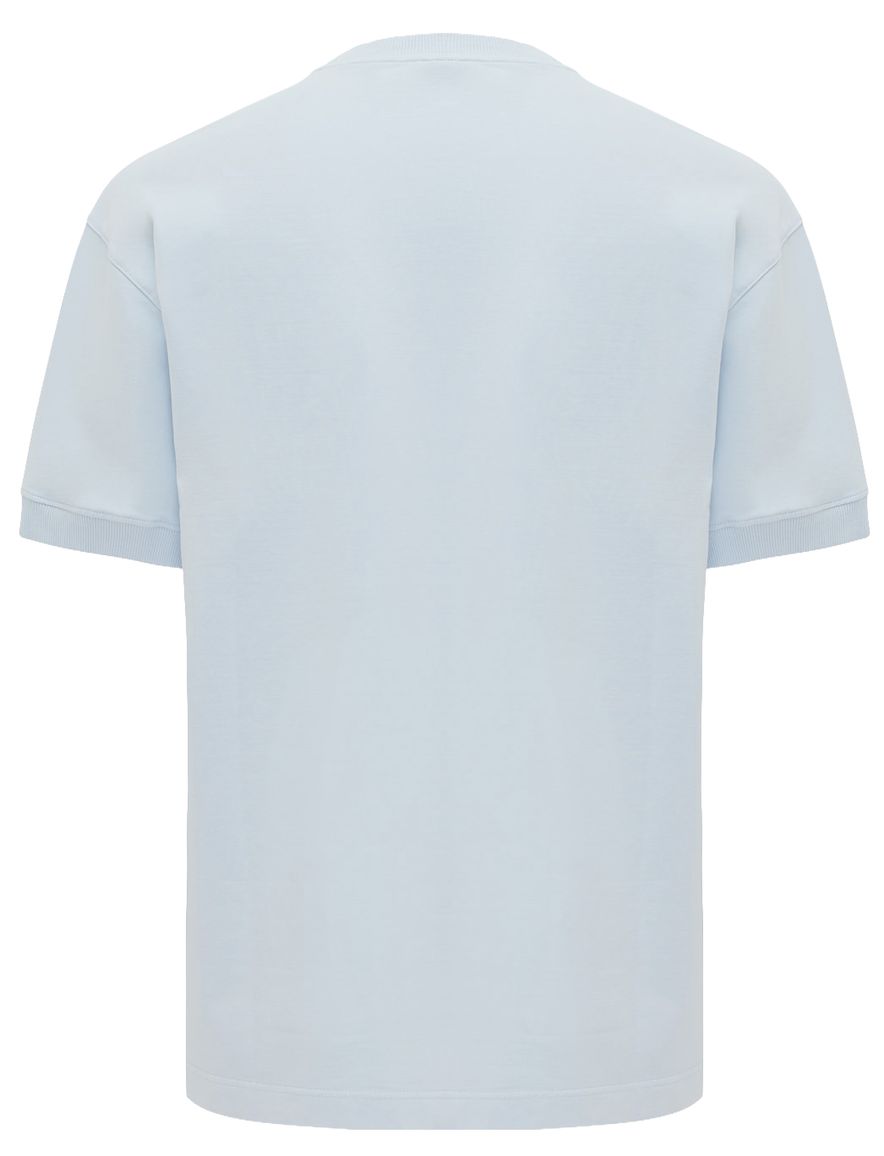 Lichtblauw Genti t-shirt effen met ronde hals