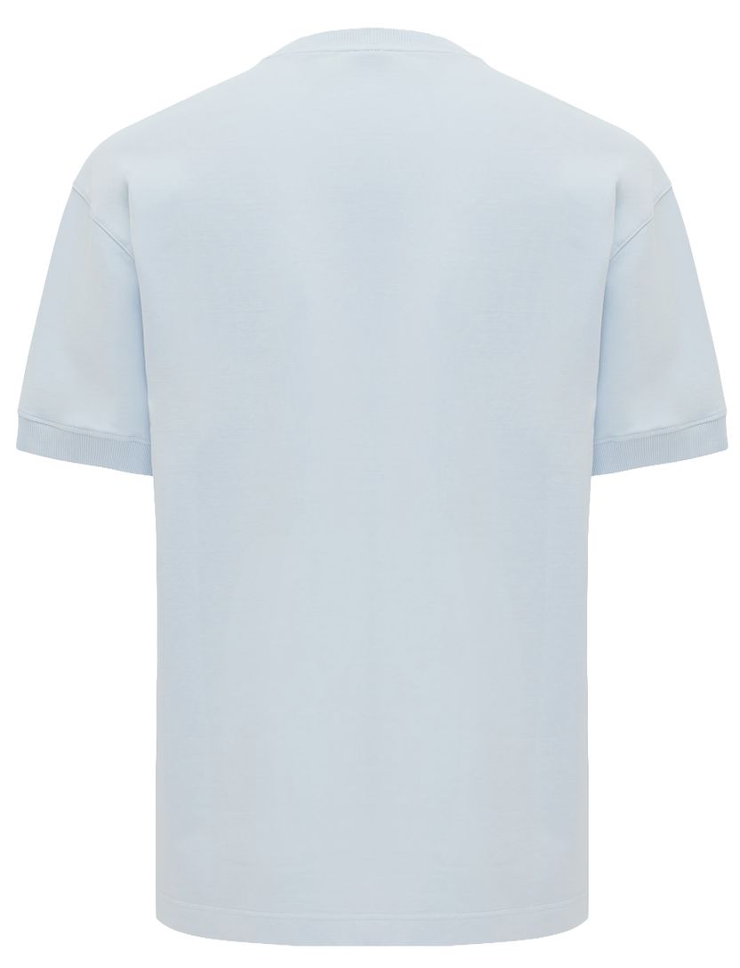 T-shirt Genti effen lichtblauw ronde hals