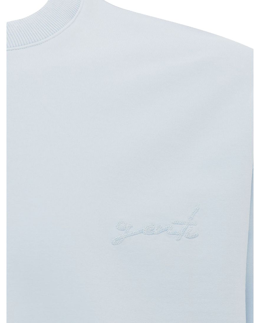 Lichtblauw Genti t-shirt effen met ronde hals