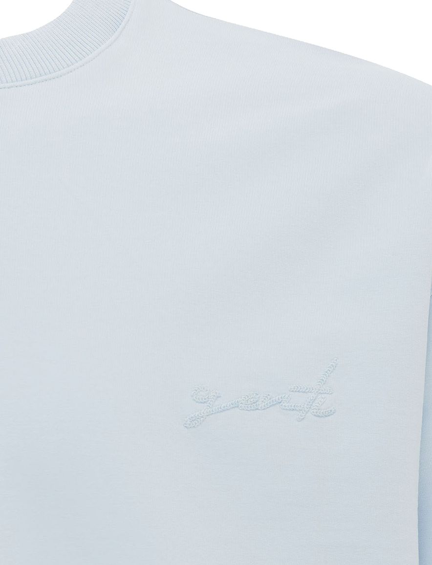 Lichtblauw Genti t-shirt effen met ronde hals