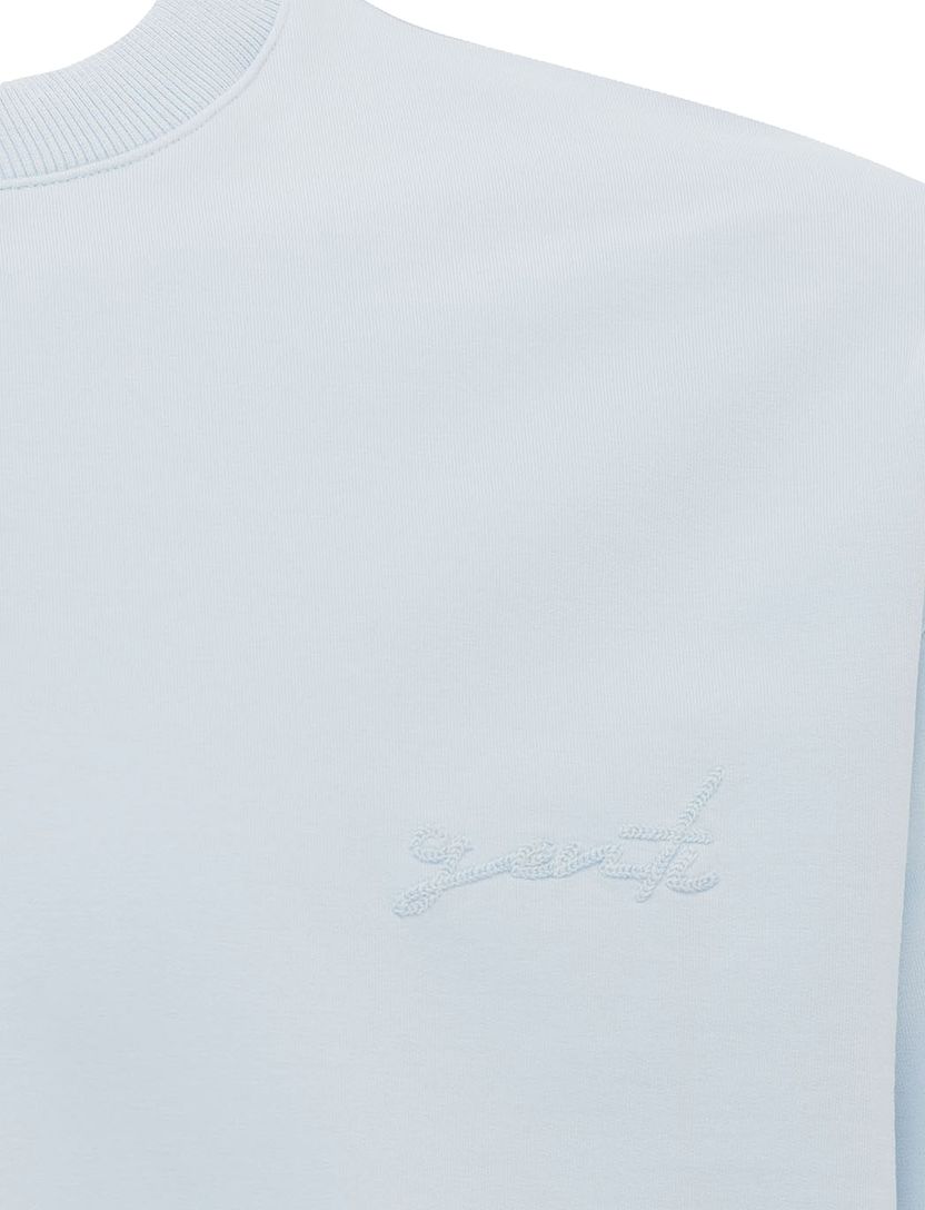 T-shirt Genti effen lichtblauw ronde hals