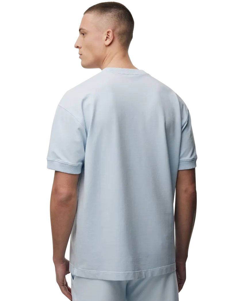 Lichtblauw Genti t-shirt effen met ronde hals