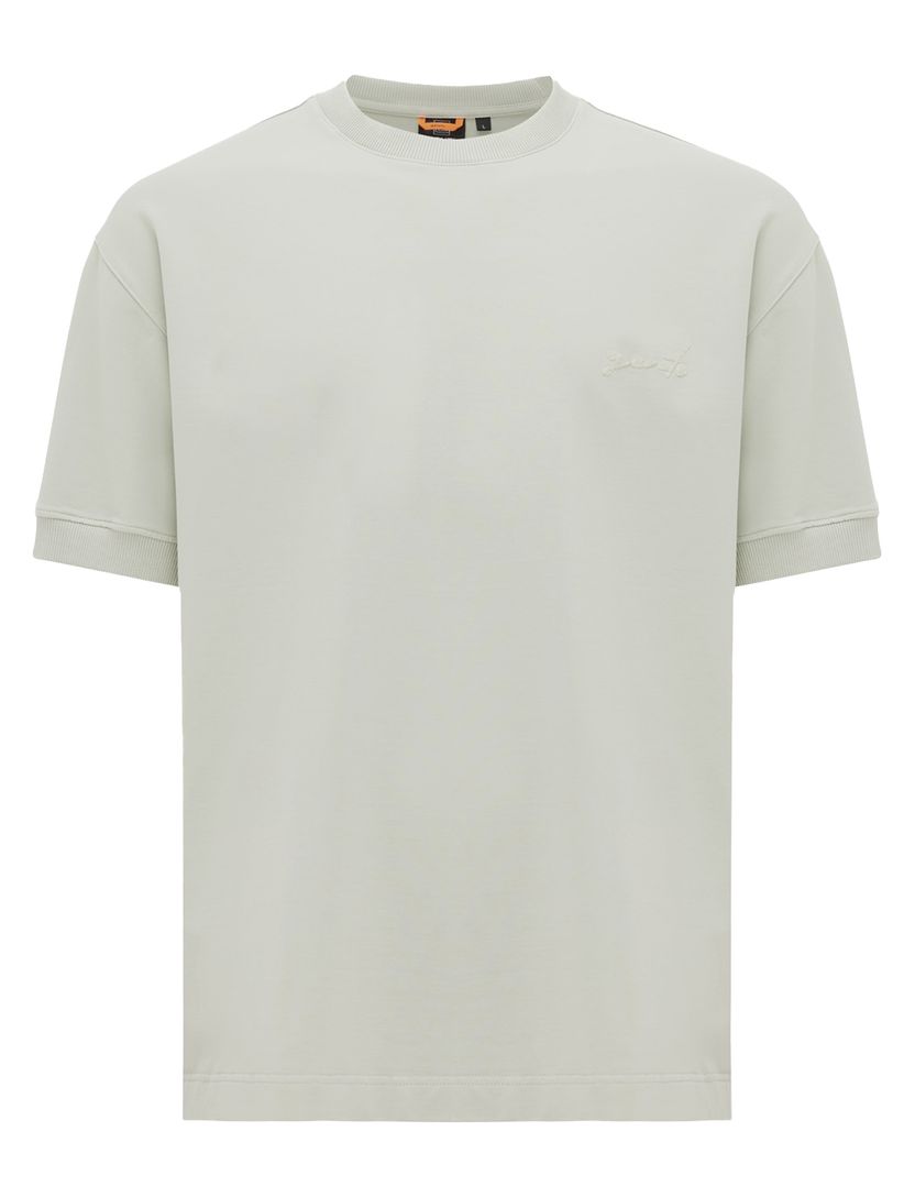 Groen Genti t-shirt effen met ronde hals