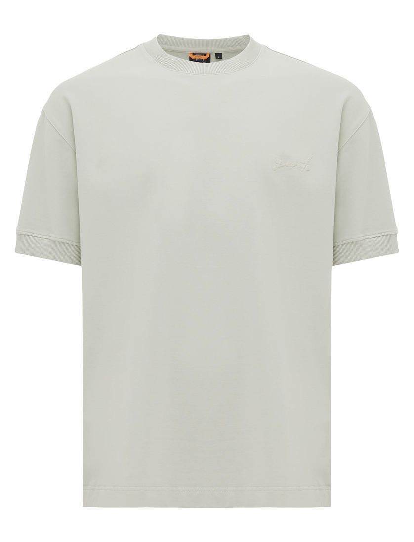 Groen Genti t-shirt effen met ronde hals