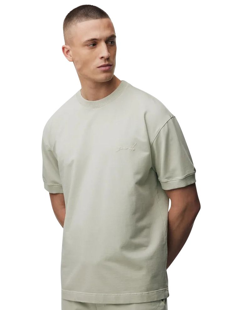 Groen Genti t-shirt effen met ronde hals
