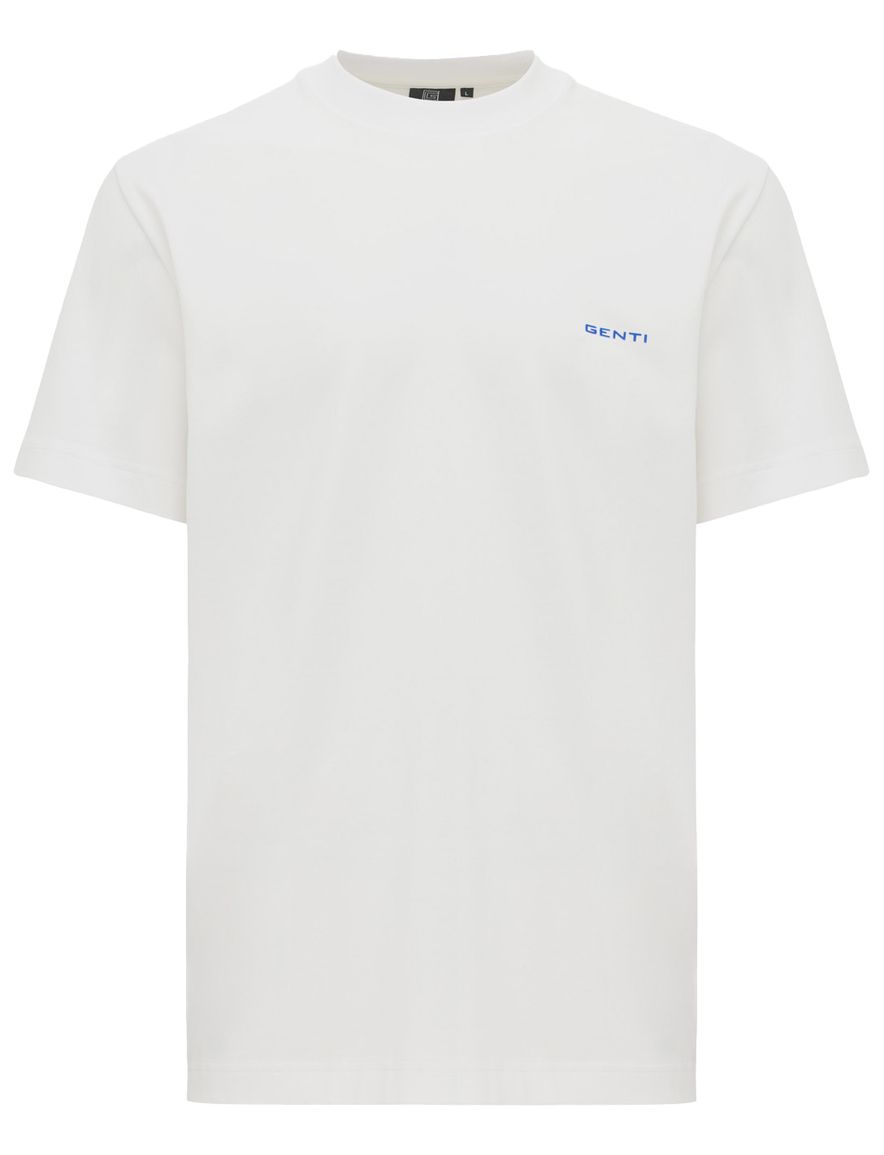 Genti T-shirt wit blauwe backprint