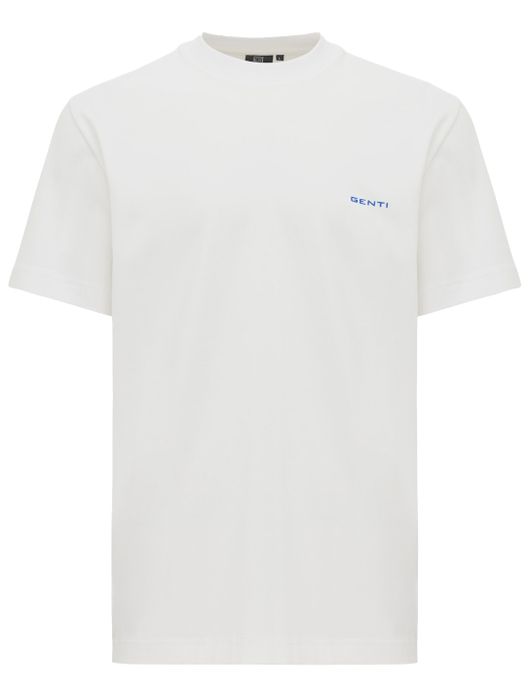 Genti t-shirt wit met blauwe backprint