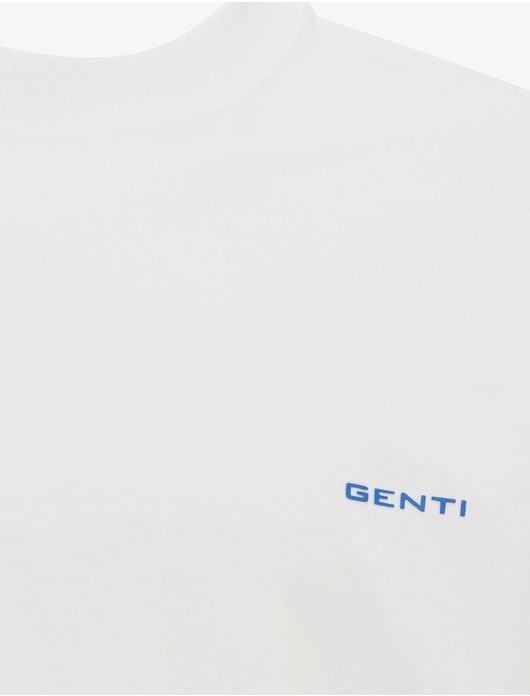 Genti t-shirt wit met blauwe backprint