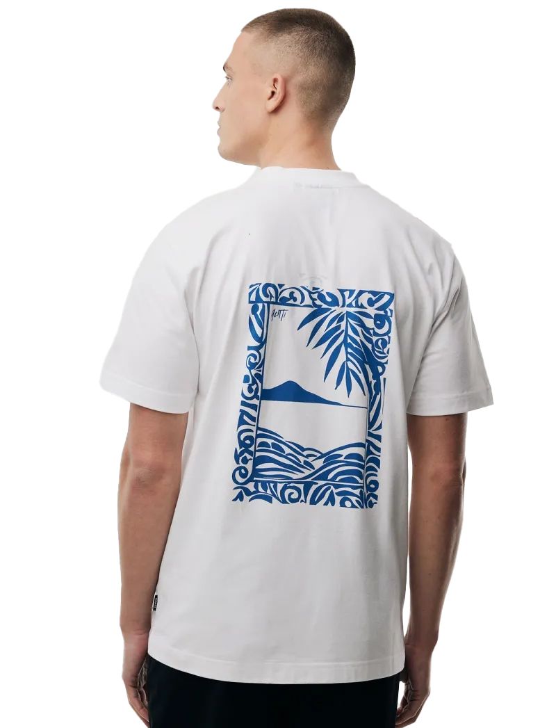 Genti T-shirt wit blauwe backprint