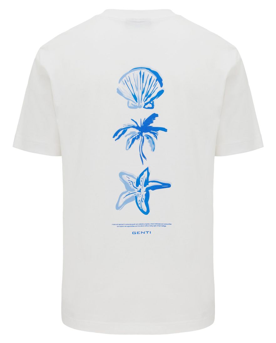 Wit Genti t-shirt met blauwe backprint