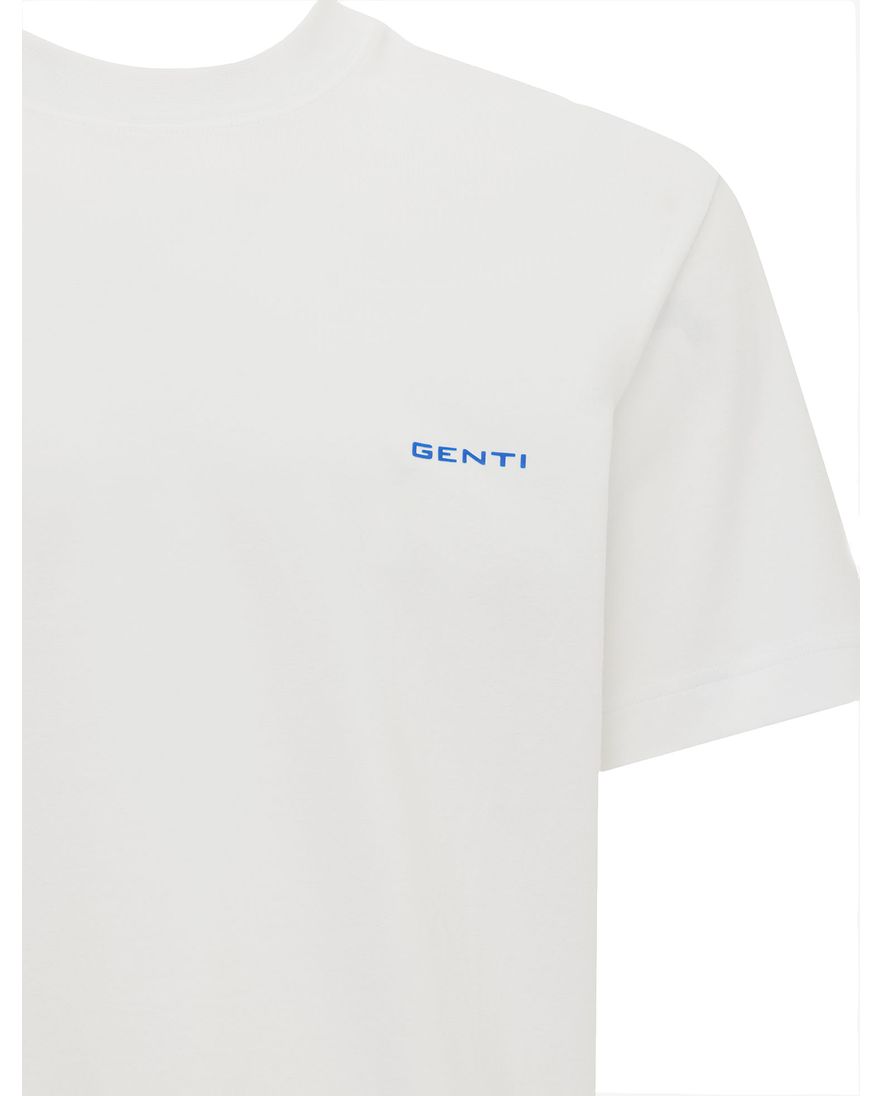 Wit Genti t-shirt met blauwe backprint
