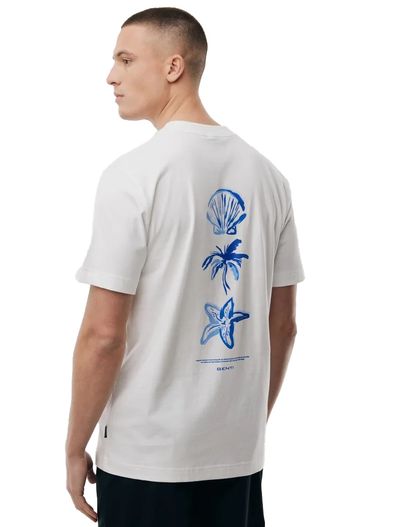 Genti Wit Genti t-shirt met blauwe backprint