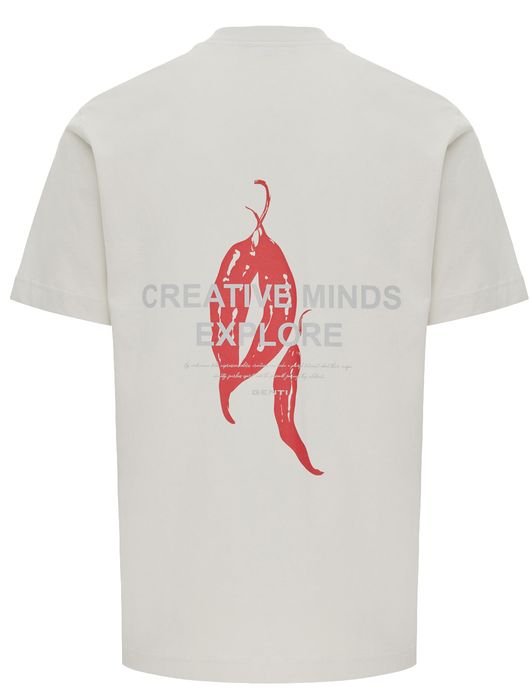 Creme Genti t-shirt met backprint