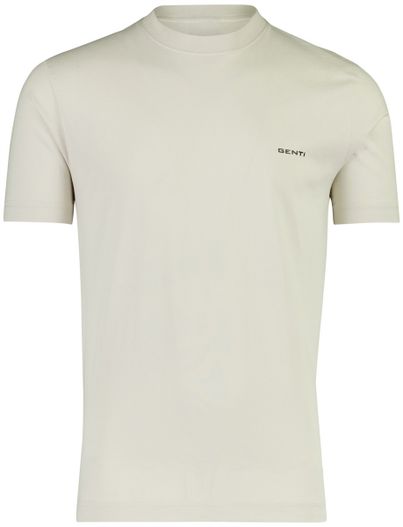 Genti T-shirt beige Genti ronde hals backprint bloemen groen