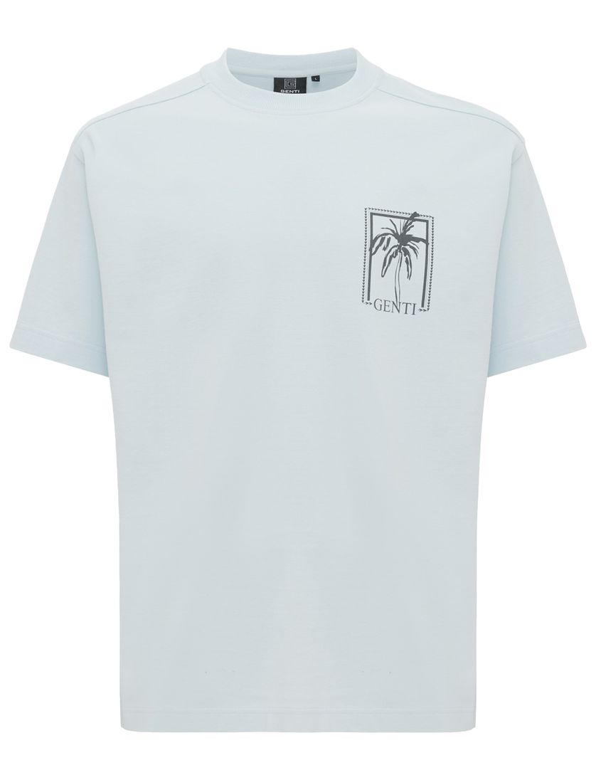 Genti lichtblauw t-shirt met ronde hals wijde fit
