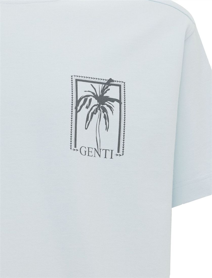 Genti lichtblauw t-shirt met ronde hals wijde fit