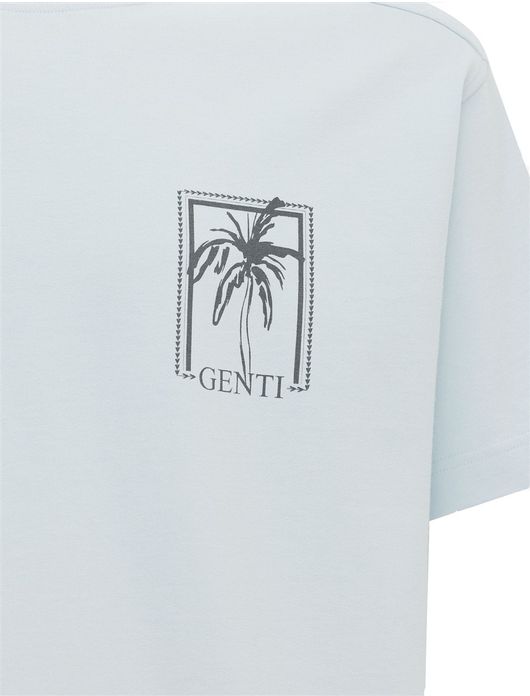 Genti t-shirt lichtblauw ronde hals