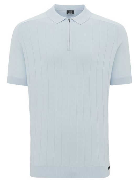 Genti poloshirt met rits lichtblauw