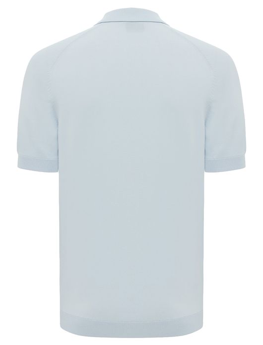 Genti poloshirt met rits lichtblauw