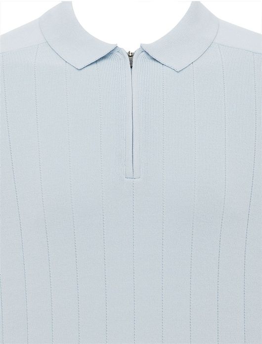Genti poloshirt met rits lichtblauw
