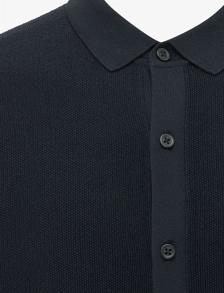 Genti donkerblauw overhemd normale fit met structuur