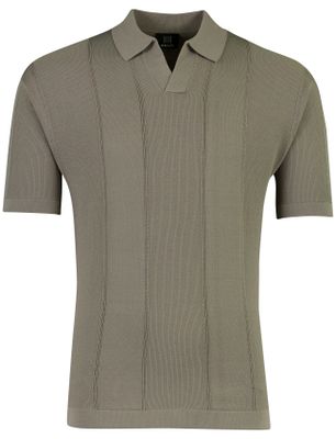 Genti Groen poloshirt gebreid Genti korte mouw strepen