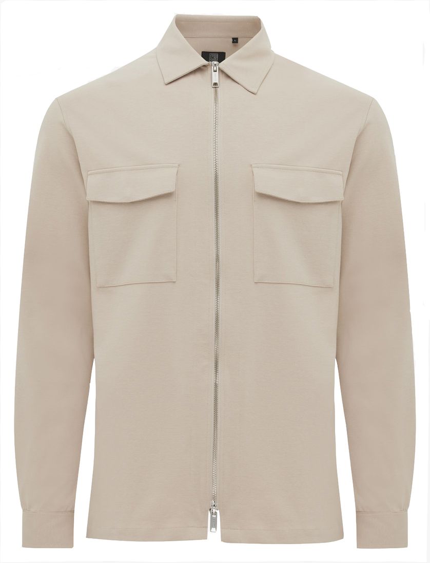Beige Genti overshirt dubbele borstzak effen