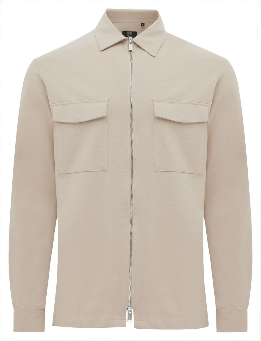 Genti Overshirt beige rits met borstzakken