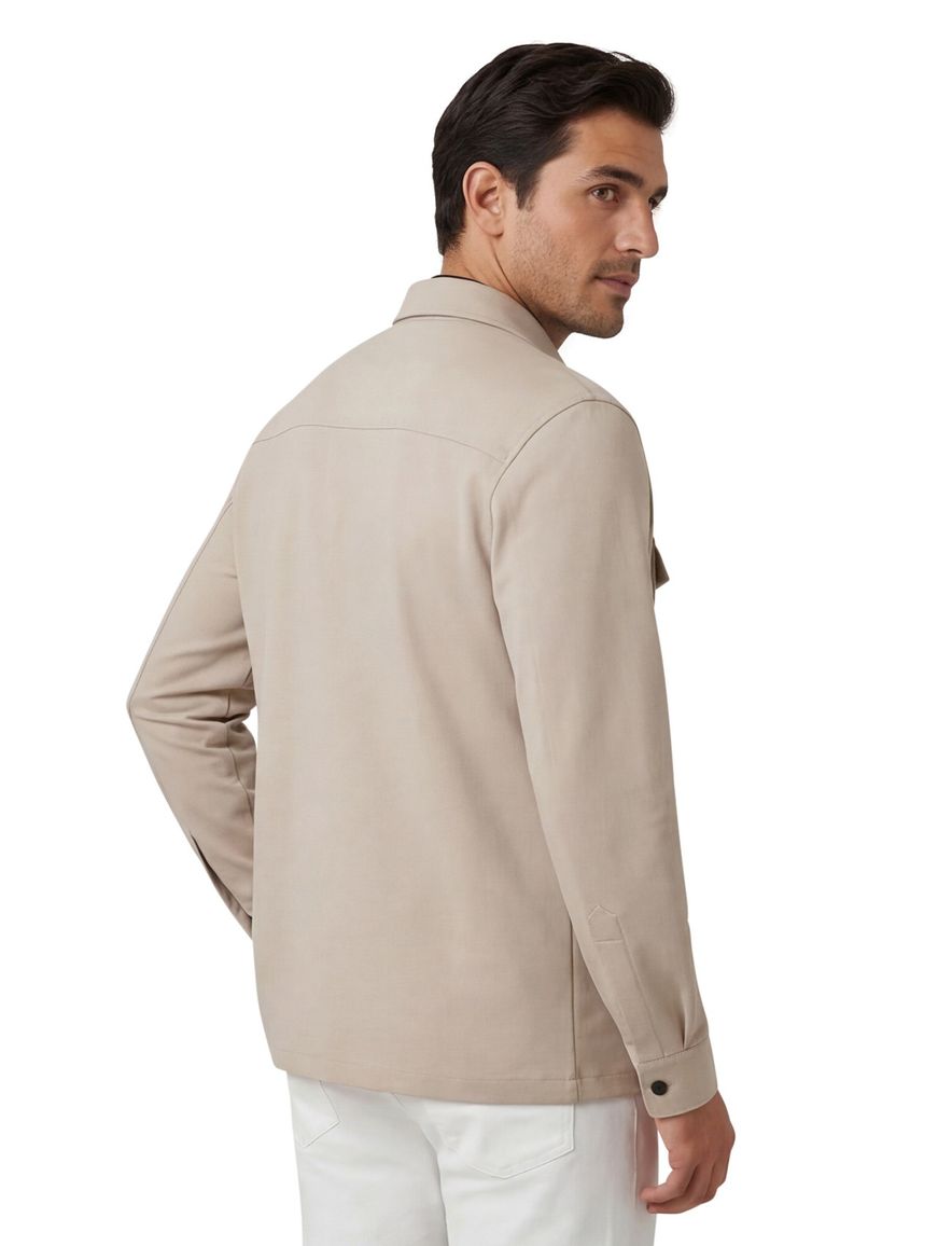 Genti Overshirt beige rits met borstzakken