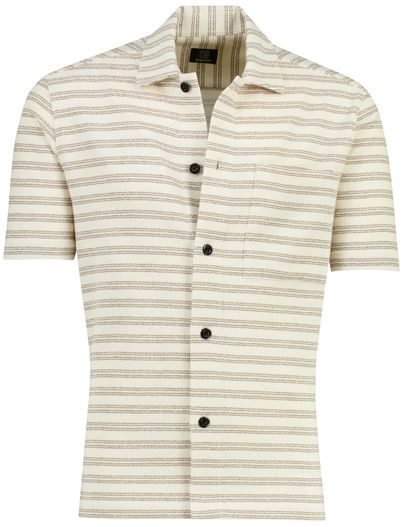 Genti Poloshirt doorknoops beige strepen Genit normale fit