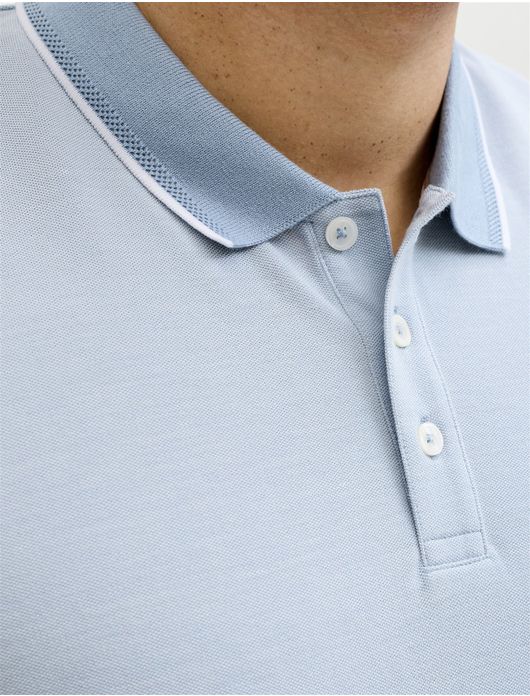 Jack & Jones polo lichtblauw korte mouw 3 knopen