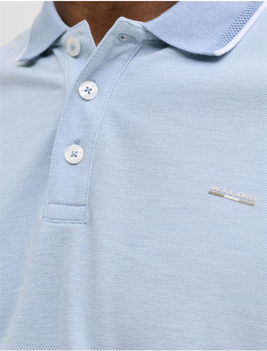Jack & Jones polo lichtblauw korte mouw 3 knopen