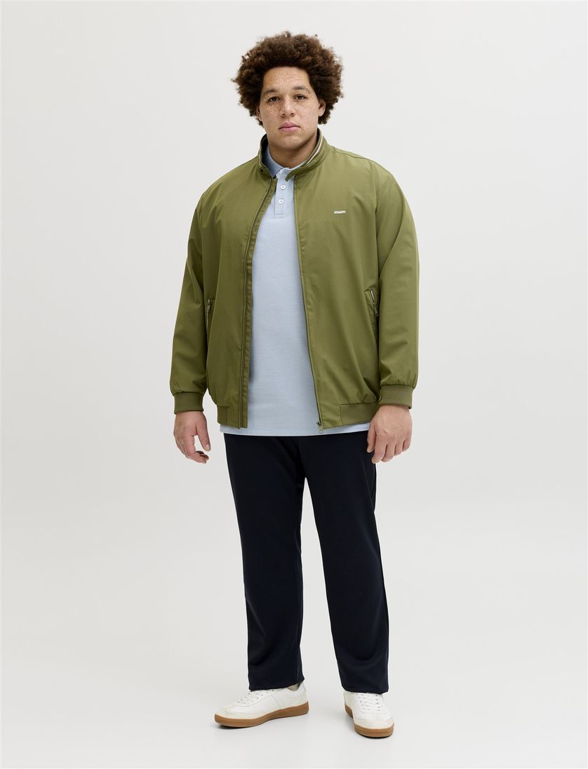 Jack & Jones Plus Size polo korte mouw wijde fit olijfgroen