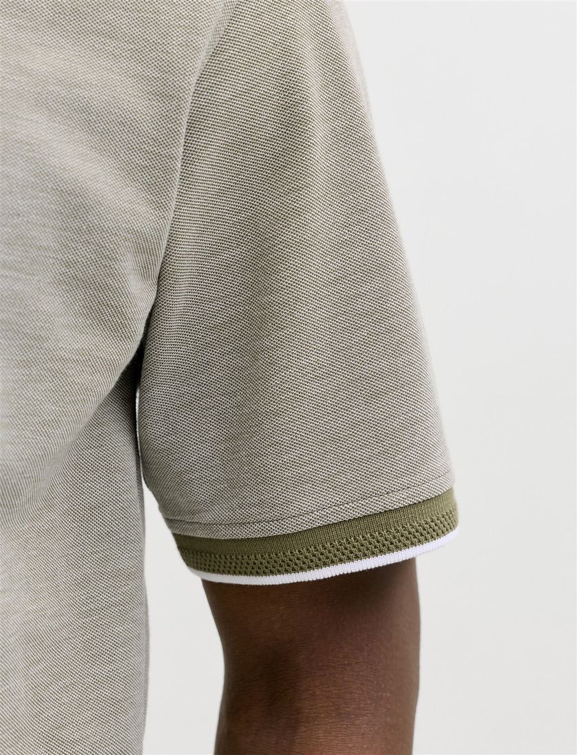 Jack & Jones Plus Size polo korte mouw wijde fit olijfgroen